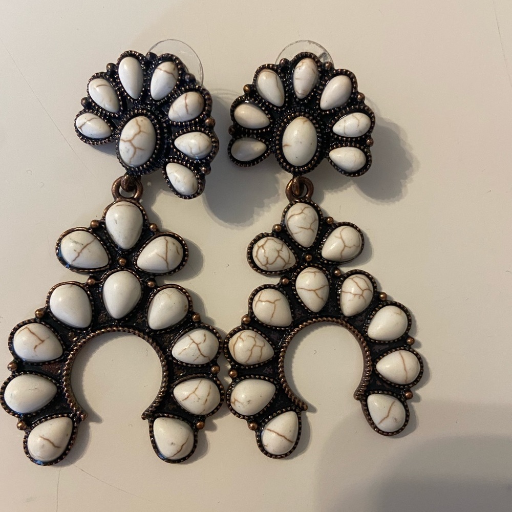 White stone earrings